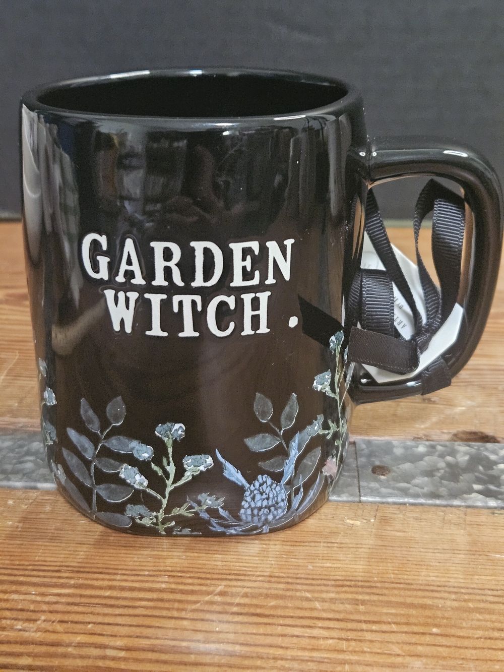 Rae Dunn Black 'Garden Witch' Floral Ceramic Mug